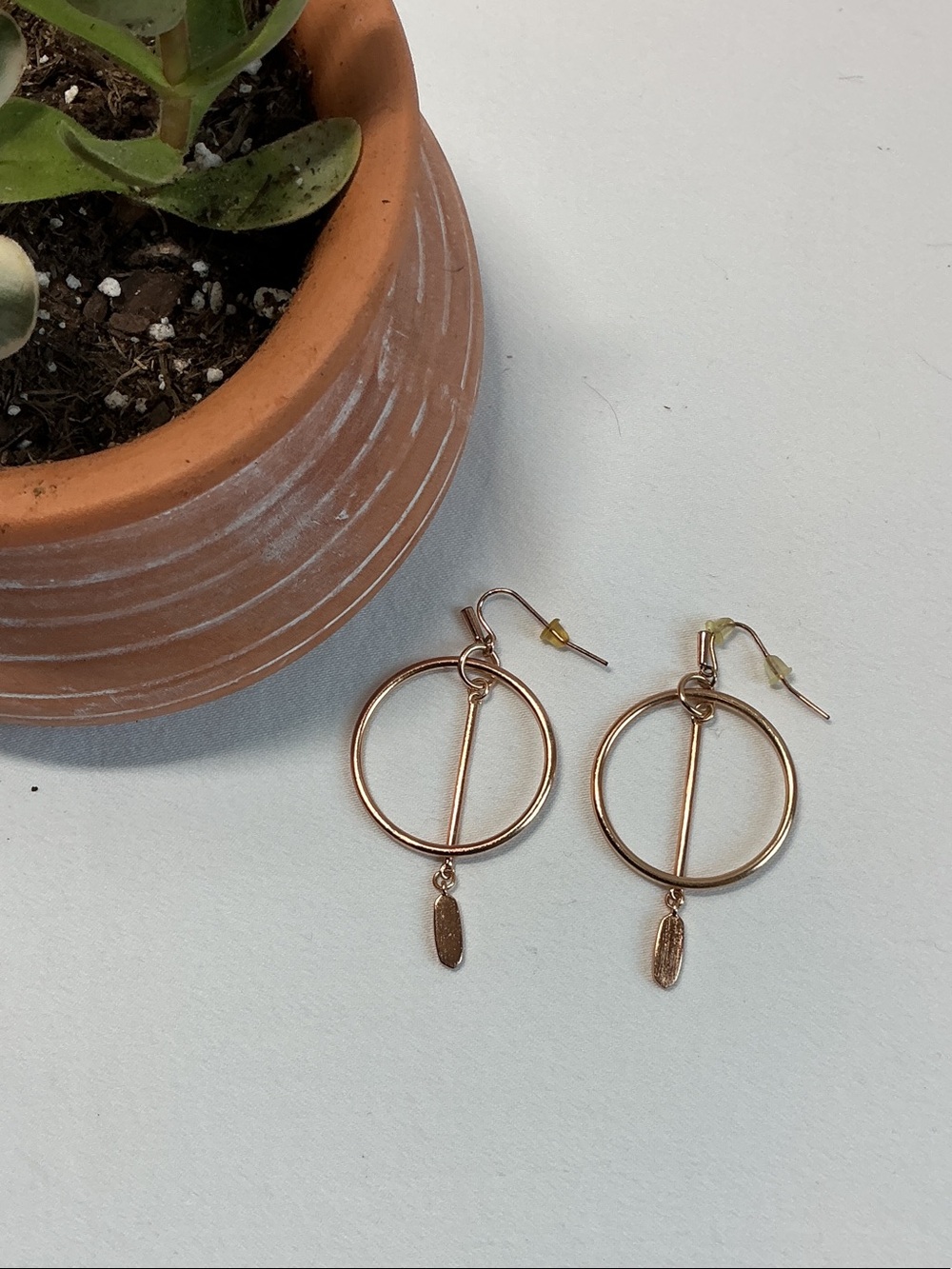 Kendra Scott Nanali Rose Gold Circular Drop Earrings with Bar and Charm